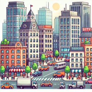 6.Sınıf 3.Ünite Downtown Konulu Ünite Görseli
